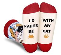 Funny Animal Socks for Women Mum Teenage Girls - I'D RATHER BE WITH MY CAT - Novelty Funky Fun Cute Socks Womens 4-7 - Mothers Day Birthday Gifts Presents Christmas Stocking Fillers for Cat Lovers