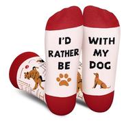 Funny Animal Socks for Women Mum Teenage Girls - I'D RATHER BE WITH MY DOG - Novelty Funky odd Fun Cute Socks Womens - Mothers Day Birthday Gifts Presents Christmas Stocking Fillers for Dog Lovers