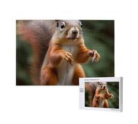 Funny Animal Squirrel Printed 1000 Pieces Jigsaw Puzzle with Storage Box, Wooden Puzzle for Adults and Kids, Family Fun Decorative Game, 75x50 CM