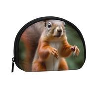 Funny Animal Squirrel Printed Coin Purse Wallet, Shell Shape Mini Change Pouch Holder for Men Women