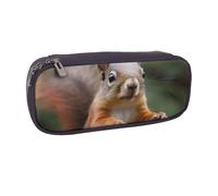Funny Animal Squirrel Printed Pu Leather Pencil Case Box Flip Pen Bag and Makeup Cosmetic Holder for Girls Boys School Students