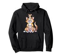 Funny Animal Stack Watercolor Art - Mouse Cat Dog Whimsical Pullover Hoodie