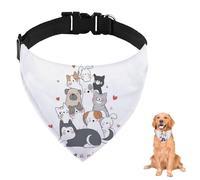 Funny Animals Cat Dog Bunny Dog Bandana with Adjustable Strap D Ring Neckerchief Pet Bibs Triangle Cat Bandana Accessories Puppy Dogs Cats Decor Machine Washable