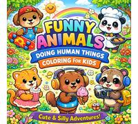 Funny Animals Doing Human Things Coloring for Kids: Bold & Easy Silly Animal Adventures - Cute Pets Cooking, Playing & Acting Like Humans for Ages 4-8