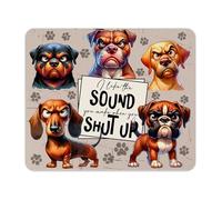 Funny Animals Fabric Mouse Pad 5mm Rectangle - Sarcastic Gift for Desk, Office & Home, 196×235 mm (Angry Dog)