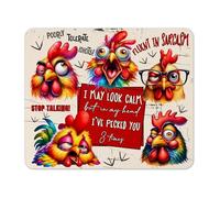Funny Animals Fabric Mouse Pad 5mm Rectangle - Sarcastic Gift for Desk, Office & Home, 196×235 mm (Crazy Chicken I may look calm)