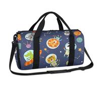 Funny Animals in Space Sports Duffel Bags Weekend Overnight Bag Casual Tote Holdall Travel Gym Luggage Duffel Bag for Kids Girls Boys Women Men