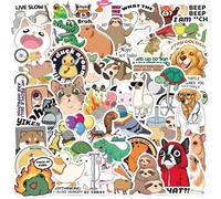 Funny Animals Meme Stickers 50 Pcs Trendy Waterproof Cartoon Animal Sticker for Water Bottle Laptop Skateboard Bike Helmet Luggage Car Computer Travel Case,Vinyl Decal for Teen Girls Adults