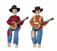 Funny Animated Dueling Banjo Skeletons, Halloween Musical Skeletons, Country Skeleton Musicians, Halloween Prop Decor, For Indoor, Outdoor, Yard Lawn (Light,Set)