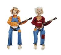 Funny Animated Dueling Banjo Skeletons, Halloween Musical Skeletons, Halloween Animated Banjo Skeleton Ornament, Country Skeleton Musicians (All,2PC)