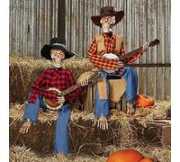 Funny Animated Dueling Banjo Skeletons, Halloween Musical Skeletons, Luminous Skeleton Playing Banjo Halloween Decoration, Country Skeleton Musicians for Indoor Outdoor Decor