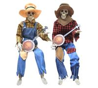 Funny animated Dueling Banjo Skeletons - HalloweenAņimated Dueĺing Banjô Skeleton | Aņimated Scarecrow Thanksgiving Decorations Autumn Harvest Day Haunted House Props for Party Decor