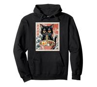 Funny Anime Cat Ramen Japanese Funny Graphic Tees Kawaii Ca Pullover Hoodie
