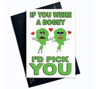 Funny Anniversary Birthday Card I Love You Card Boyfriend Girlfriend Card for Husband Wife Him Her If You were A Bogey I'd Pick You PC501