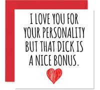 Funny Anniversary Card - A Nice Bonus - Cheeky Happy Anniversary Card for Men, 145mm Joke Humour Anniversaries Greeting Cards