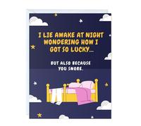 Funny Anniversary Card Birthday for Boyfriend, Wife, Girlfriend, Husband, Him, Her, Partner - Sarcastic Snore Love Greeting Card, Blank Inside, UK Greeting Card (Because You Snore ...)