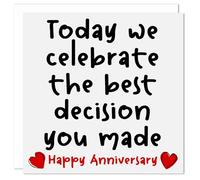 Funny Anniversary Card - Cheeky Romantic Card for Husband, Wife, Boyfriend, Girlfriend or Partner - Blank Inside - 150mm Square - Made in UK - Includes Envelope - Valentines