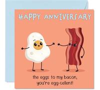 Funny Anniversary Card - Egg and Bacon - Cheeky Happy Anniversary Card for, 145mm Joke Humour Anniversaries Greeting Cards