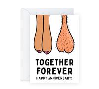 Funny Anniversary Card for Him or Her - 'Together Forever Anniversary' - Gifts for Husband, Wife, Girlfriend, Boyfriend, Spouse, Partner, Honey, Babe - Balls and Melons - Comes with Fun Stickers
