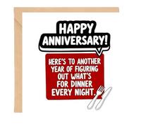 Funny Anniversary Card for Husband and Wife: 'HERE'S TO ANOTHER YEAR OF FIGURING OUT WHAT'S FOR DINNER' - Hilarious Wedding Anniversary Gi/fts for Him & Her, Happy Anniversary Card