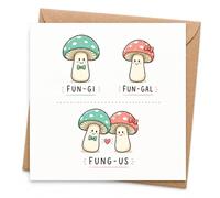 Funny Anniversary Card for Husband or Wife with Envelope, Cute Mushroom Couple Pun Love Card for Boyfriend, Girlfriend or Partner, Fun-Guy Fun-Gal Romantic Card for Valentine’s Day or Any Occasion