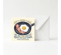 Funny Anniversary Card for Husband Wife - Cute Bacon and Egg Pun Greeting Cards, Anti-Bend 14.5x14.5cm Square Thick Cardstock with Envelope, Romantic Gifts for Boyfriend Girlfriend Partner