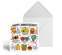 Funny Anniversary Card for Husband Wife, Cute Food Pun Design Romantic Greeting Gift for Him Her Boyfriend Girlfriend, Blank Inside Thick Cardstock with Envelope 13x13cm