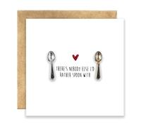 Funny Anniversary Card for Husband & Wife - Gold and Silver Spoons Decoration with Envelope - Hilarious Humorous Wedding Year Card for Him Her