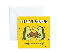 Funny Anniversary Card for Husband Wife Parents, Avocado Let's Get Smashed Design, Happy Love Greeting Note for Him Her, Novelty Gift for Couple