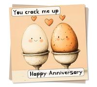 Funny Anniversary Card For Partner - You Crack Me Up - Romance, Romantic - Humorous Egg Pun - For Husband, Wife, Girlfriend, Boyfriend