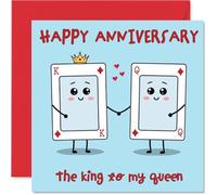 Funny Anniversary Card - King to My Queen - Cheeky Happy Anniversary Card for, 145mm Joke Humour Anniversaries Greeting Cards