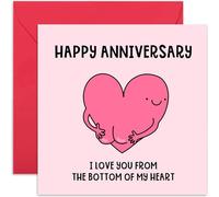 Funny Anniversary Card - 'Love You from the Bottom of My Heart' - Romantic Sentimental Gift - Blank Inside with Envelope