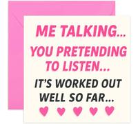 Funny Anniversary Card - 'Me Talking, You Pretending to Listen' Humorous Relationship Gift for Him or Her - Classic Couple Joke - Blank Inside with Envelope