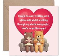 Funny Anniversary Card - Phones in Silence - Cheeky Happy Anniversary Card for Women Men, 145mm Joke Humour Anniversaries Greeting Cards