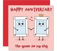 Funny Anniversary Card - Queen to My King - Cheeky Happy Anniversary Card for, 145mm Joke Humour Anniversaries Greeting Cards
