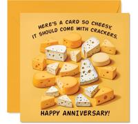 Funny Anniversary Card - So Cheesy - Cheeky Happy Anniversary Card for Women Men, 145mm Joke Humour Anniversaries Greeting Cards