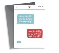 Funny Anniversary Card - Text - Anniversary Plans - Watch Telly And Look At Our Phones?