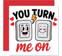 Funny Valentine's Day Card - You Turn Me On - Cheeky Happy Anniversary Card for Women Men, 145mm Joke Humour Anniversaries Greeting Cards