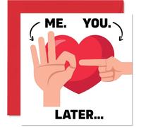 Funny Anniversary for Husband Boyfriend Partner - Hand Signals - Funny Wedding Anniversary Card for Men Him, 145mm Valentines Greeting Cards