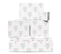 Funny Anniversary Wrapping Paper - Best Decision You Ever Made - Heart - 6 Sheets Of White Wrapping Paper For Men Women - Valentine's Day - Recyclable - By Central 23