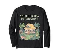 Funny Another Day in Paradise Retro Sunset Palm Tree Tee Long Sleeve T-Shirt