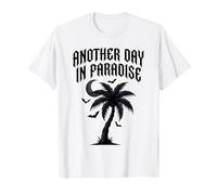 Funny Another Day in Paradise Retro Sunset Palm Tree Tee T-Shirt