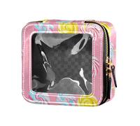 Funny Ant Painted Mini Clear Makeup Bag for Purse for Women Girls Cosmetic Organizer Skin Care, Colorful Sweet Lollipop Candy, One Size