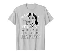 Funny Anti-Feminism Tees Retro Not A Feminist Humor Design T-Shirt, Men, Silver Grey, Medium
