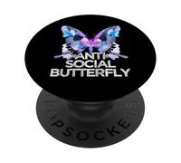 Funny ANTI SOCIAL BUTTERFLY collage art insect bug unique PopSockets Adhesive PopGrip