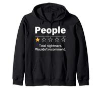 Funny Anti-social People One-Star Rating Meme Sarcasm Humor Zip Hoodie