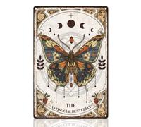 Funny Antisocial Butterfly Metal Sign Wall Decor Tarot Card Tin Sign Vintage Poster for Home Room Kitchen Office Garden Yard Farmhouse Decor 20 x 30cm