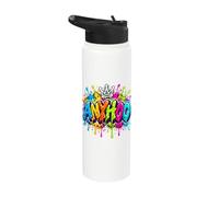 Funny Anyhoo Colorful Graffiti Splash Drip Sarcasm Humor Stainless Steel Insulated Water Bottle