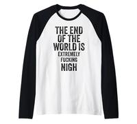 Funny apocalypse prophecy end is nigh dystopian war protest Raglan Baseball Tee