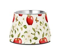 Funny Apples Fruit White Dogs Food Bowls Non Slip Stainless Steel Cats Basic Bowls for Dogs Cats Rabbits Birds Whisker Friendly